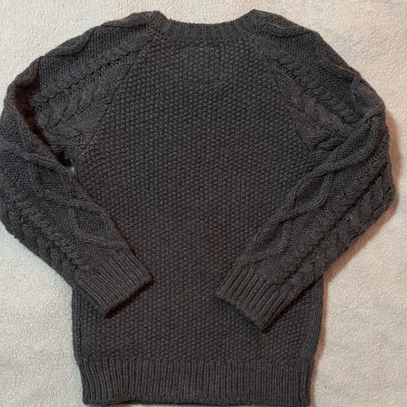 Kids Charcoal Cable Knit Crewneck Sweater. - Picture 4 of 4